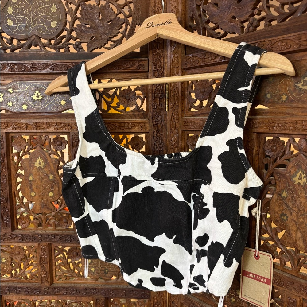 Black and White Cow Print Crop Top